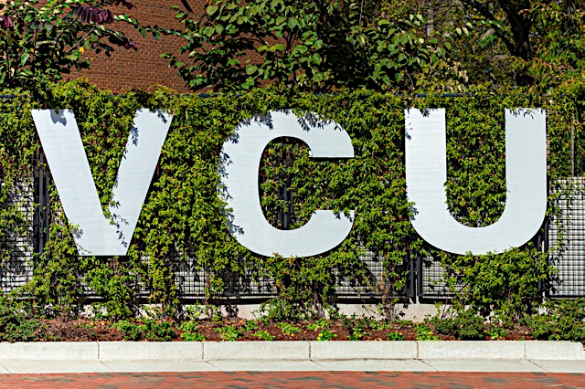 A photo of VCU signage on campus